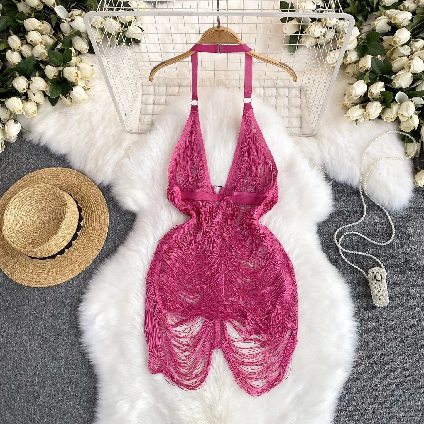 Dam Miniklänning Glittrig Mantelform Polyester-3