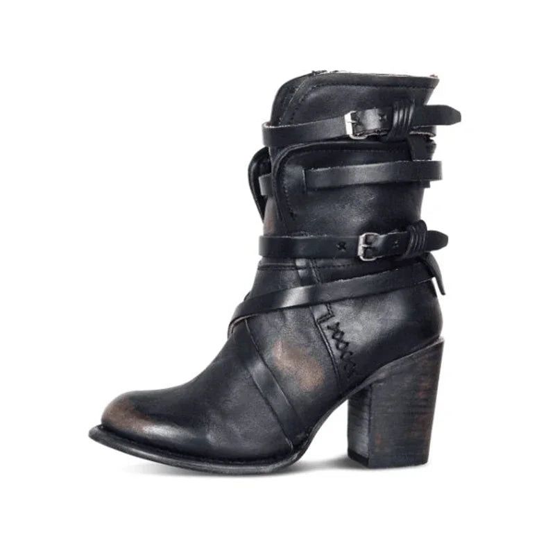 Damstövlar Mid-Calf PU-Läder med Dragkedja för Stil och Komfort-6