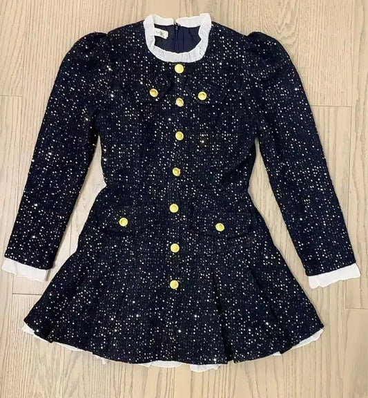 Kvinnors Miniklänning A-linjeformad Polyester Puffärmar 1