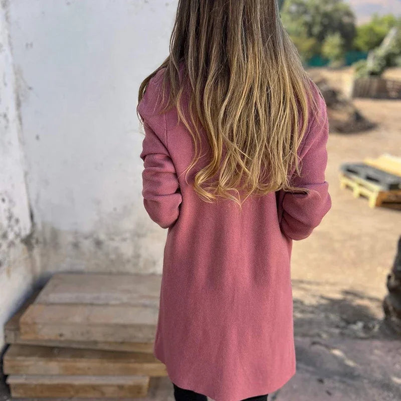 Dam Lång Kofta Enkel Design 100% Akryl-2