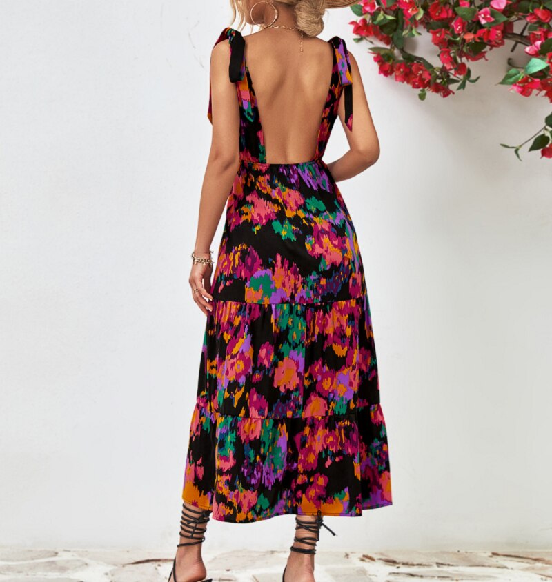 Dam Midi Klänning Lätt Polyester Avslappnad Stil-3