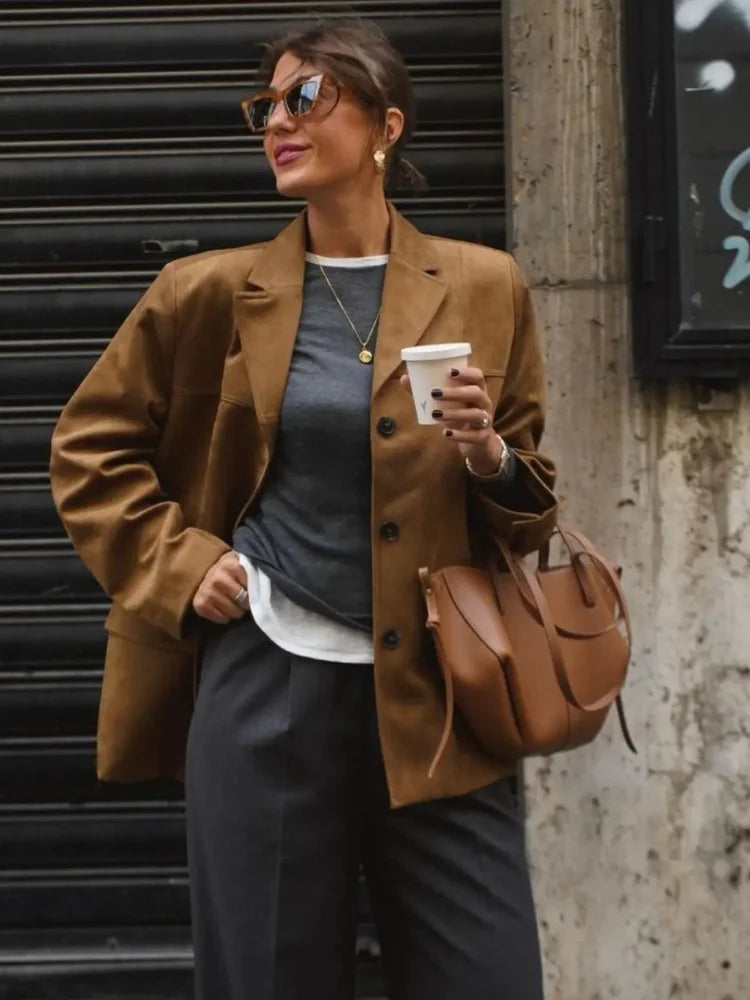 Kvinna Blazer Klassisk Ullmix Elegant Passform-2