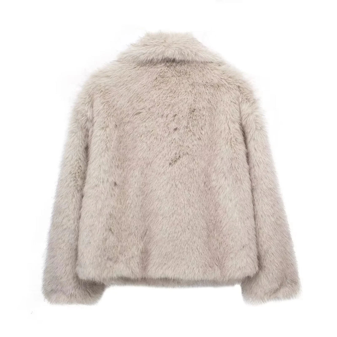 Kvinnojacka i Konstpäls Elegant Vinterkappa-2