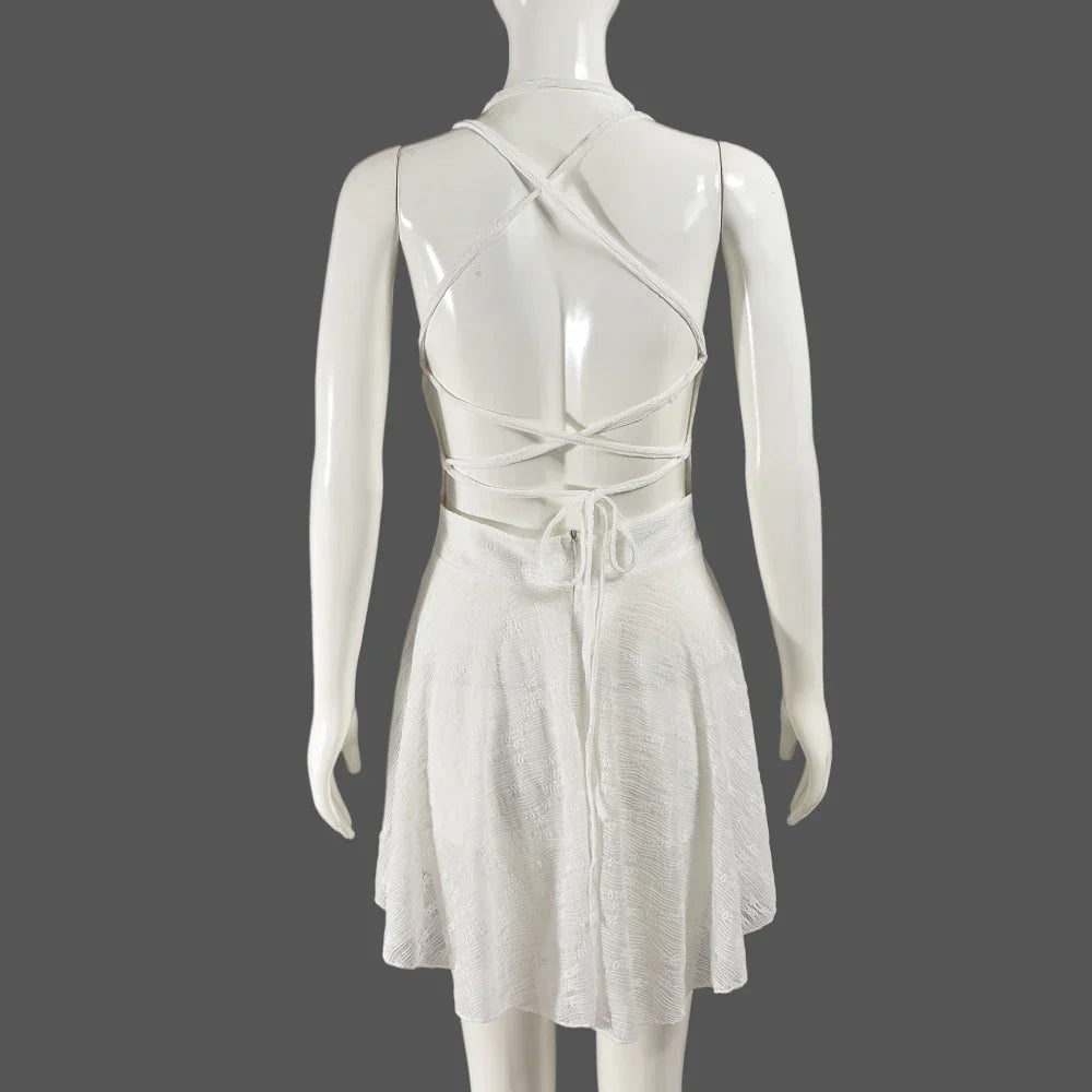 Kvinna Miniklänning A-linje Spaghetti Band Bomull Polyester-5