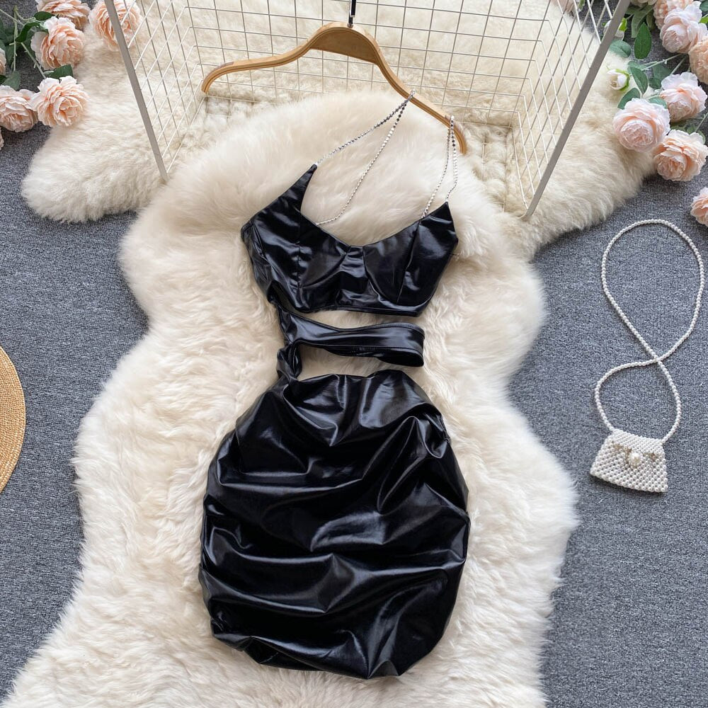 Kvinnors Mini Klänning Spaghetti Band Bomull Polyester Slim Fit-1