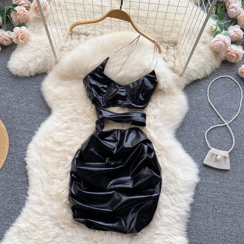 Kvinnors Mini Klänning Spaghetti Band Bomull Polyester Slim Fit-1