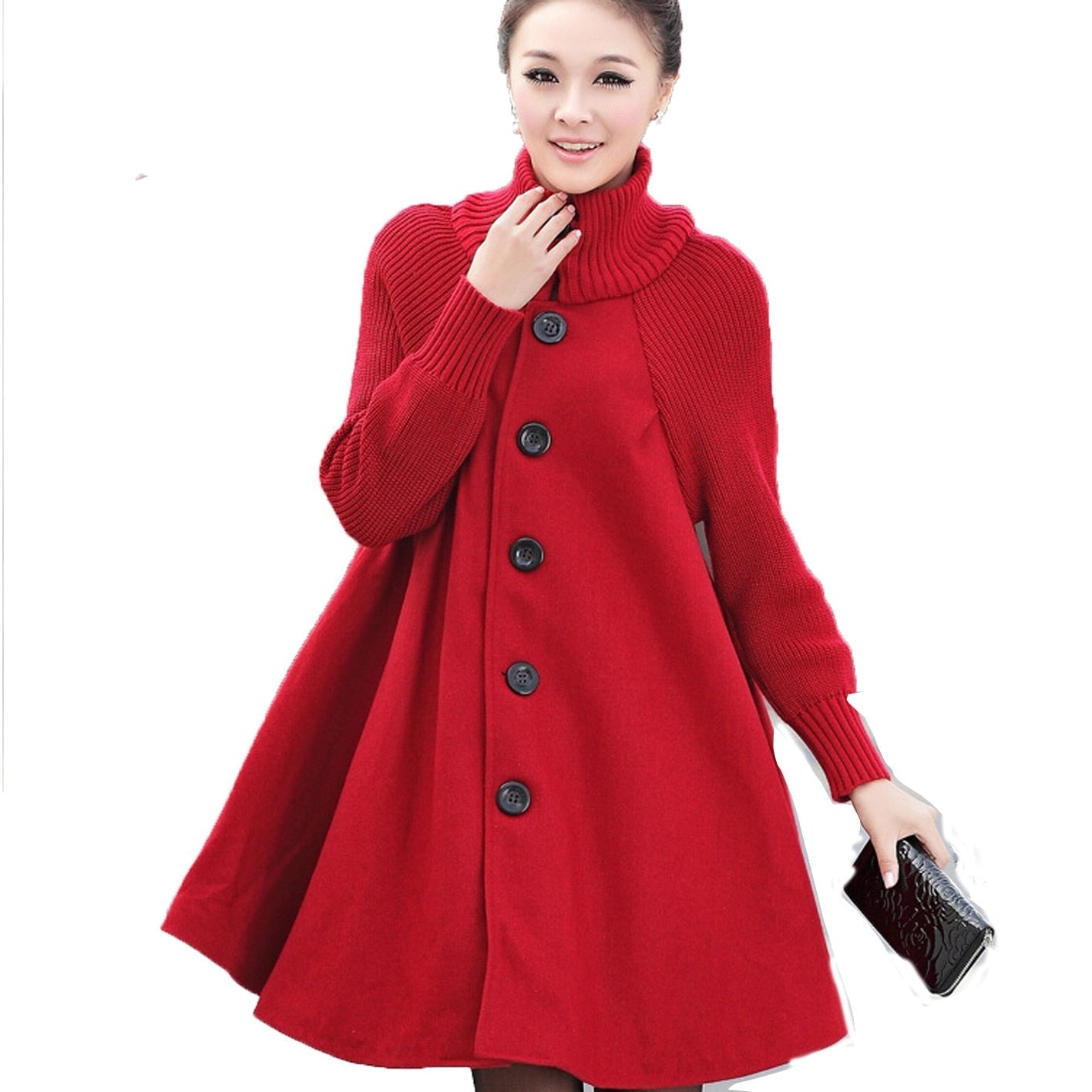 Variant image for Kvinnors Vinterrock Turtleneck Stickad Medium Längd Akryl-9