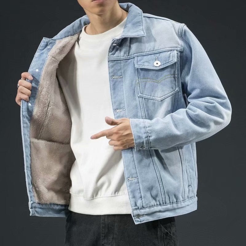 Herrjacka Denim Klassisk Stil Högkvalitativ Material 2