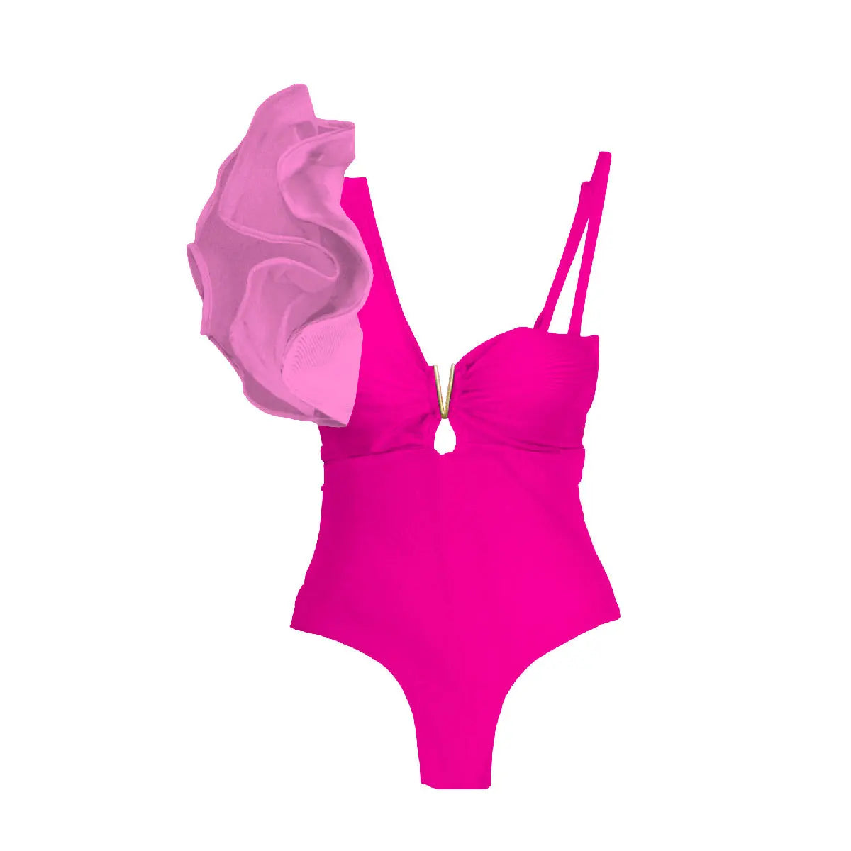 Variant image for Baddräkt Dam En Bit Blommönster med Ruffles Elastan Nylon Polyester-89