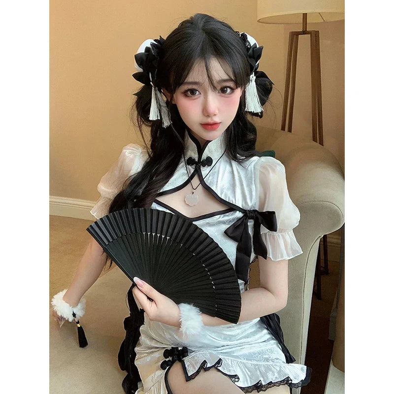 Kvinnors Miniklänning Blommig Satin Kort Ärme Mandarinkrage 3