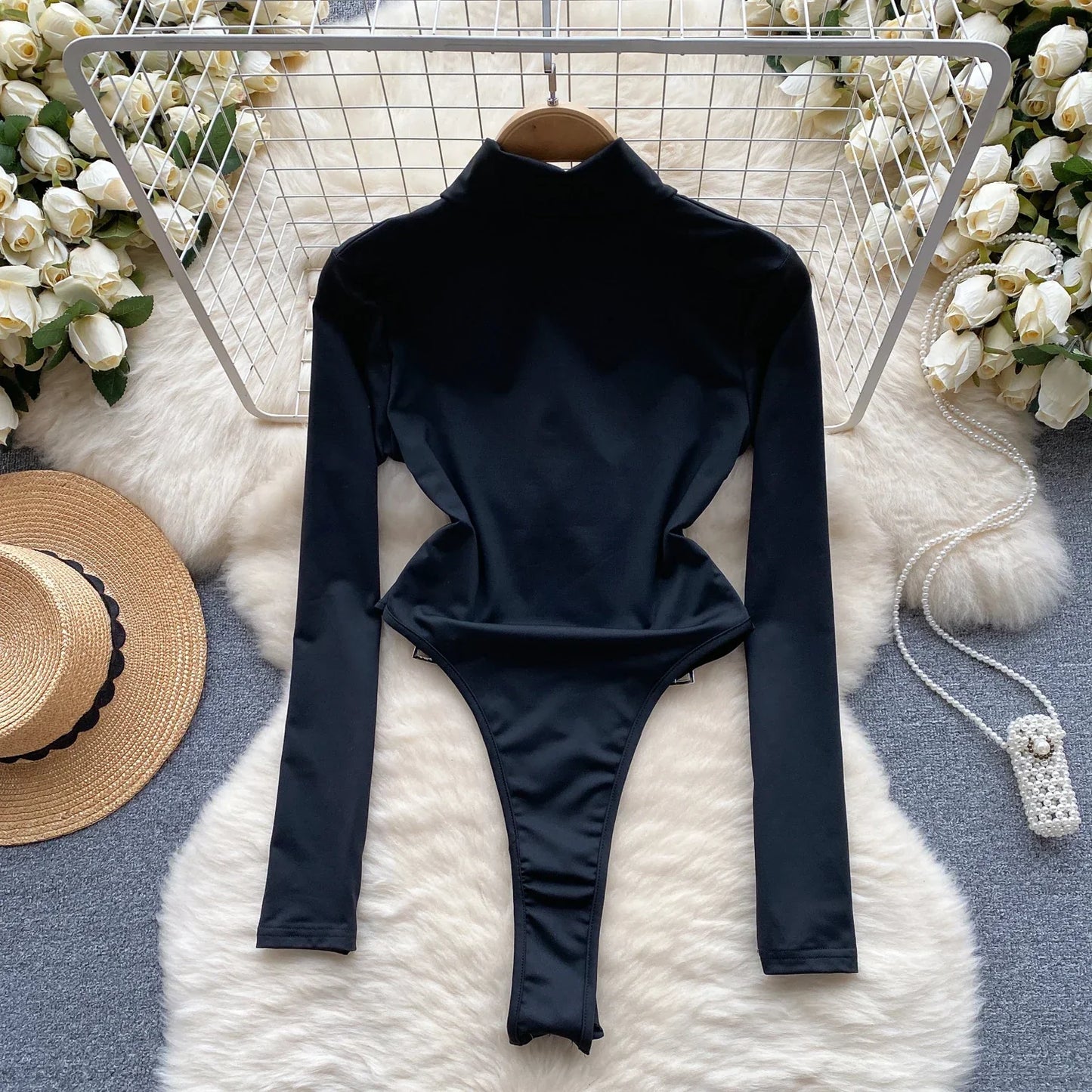 Dam Bodysuit Mjuk Polyester Smickrande Silhuett-2