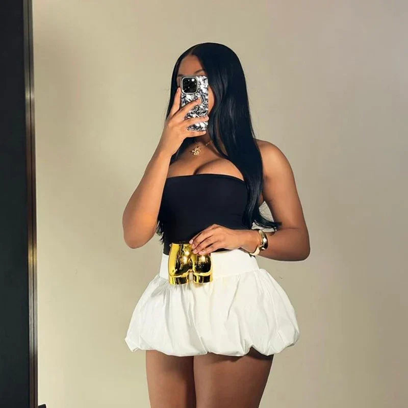 Kvinna Kjol Monokrom Bomull Polyester Casual Fit-1