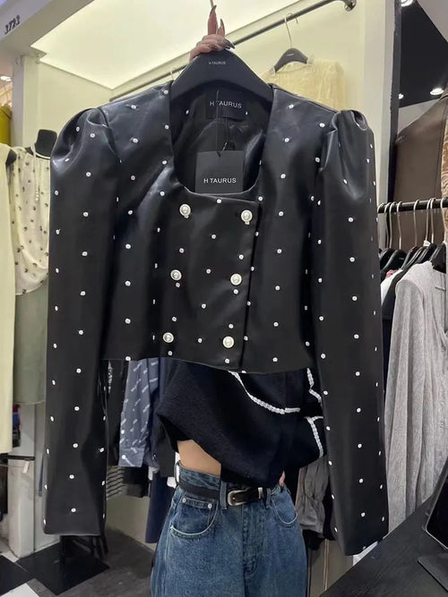 Vit Blus Dam Långärmad Polyester med DUP-mönster-1