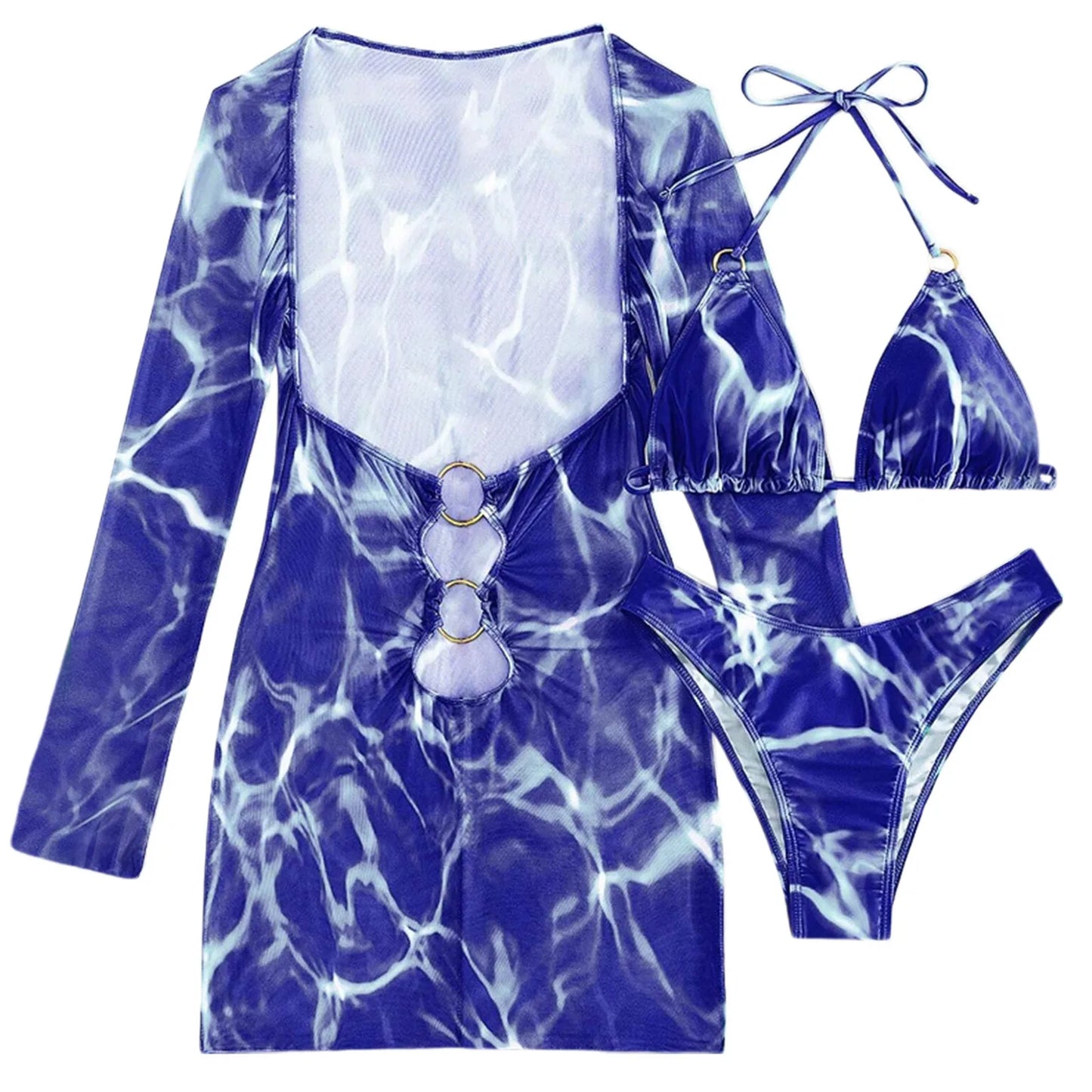 Kvinnors Miniklänning Undervattensmotiv Polyester-6