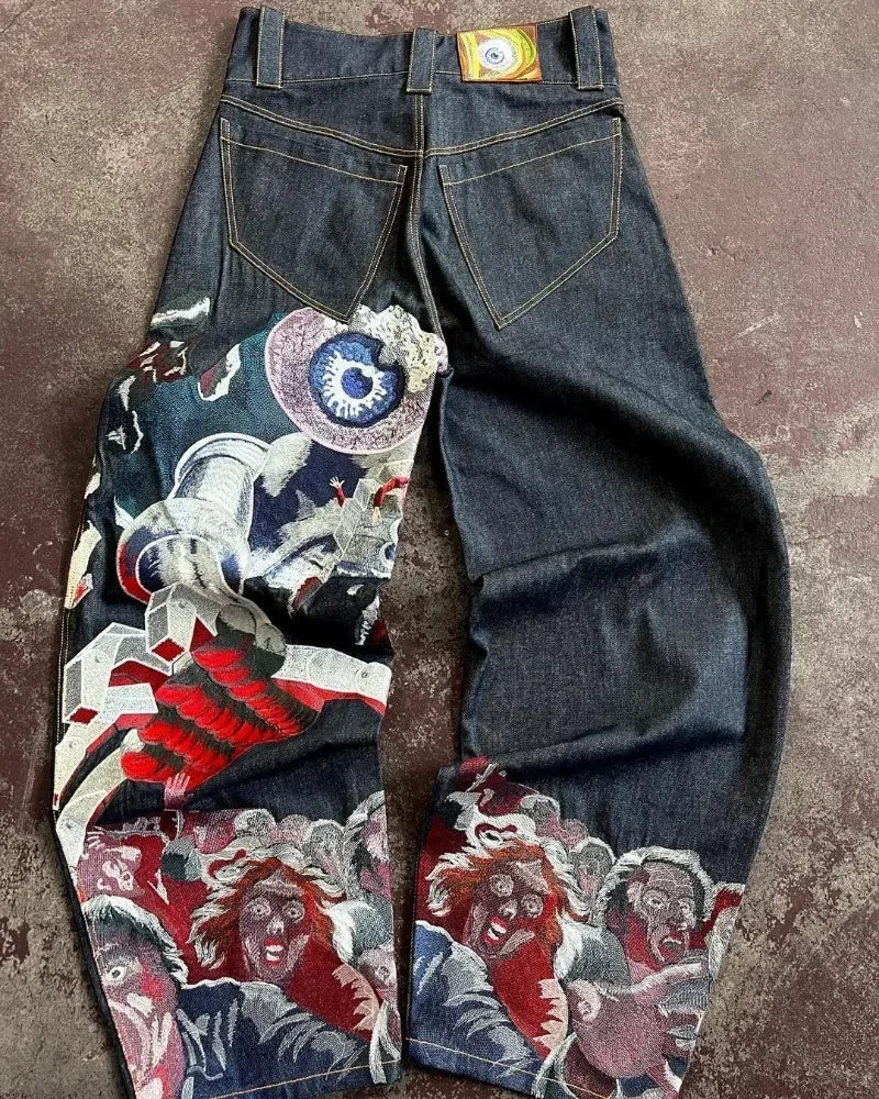 Variant image for Dam Jeans Avslappnad Broderad Denim Medelhög Midja Ankel-Längd-1