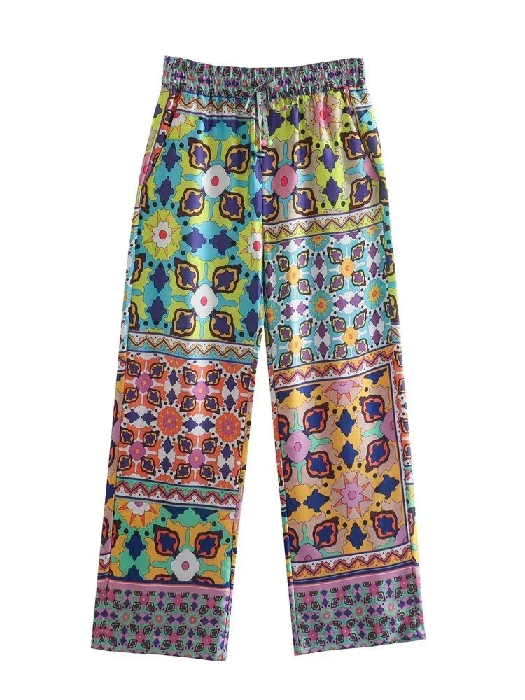 Variant image for Snygga Byxor Dam Chic Tryck Lätt Polyester-5