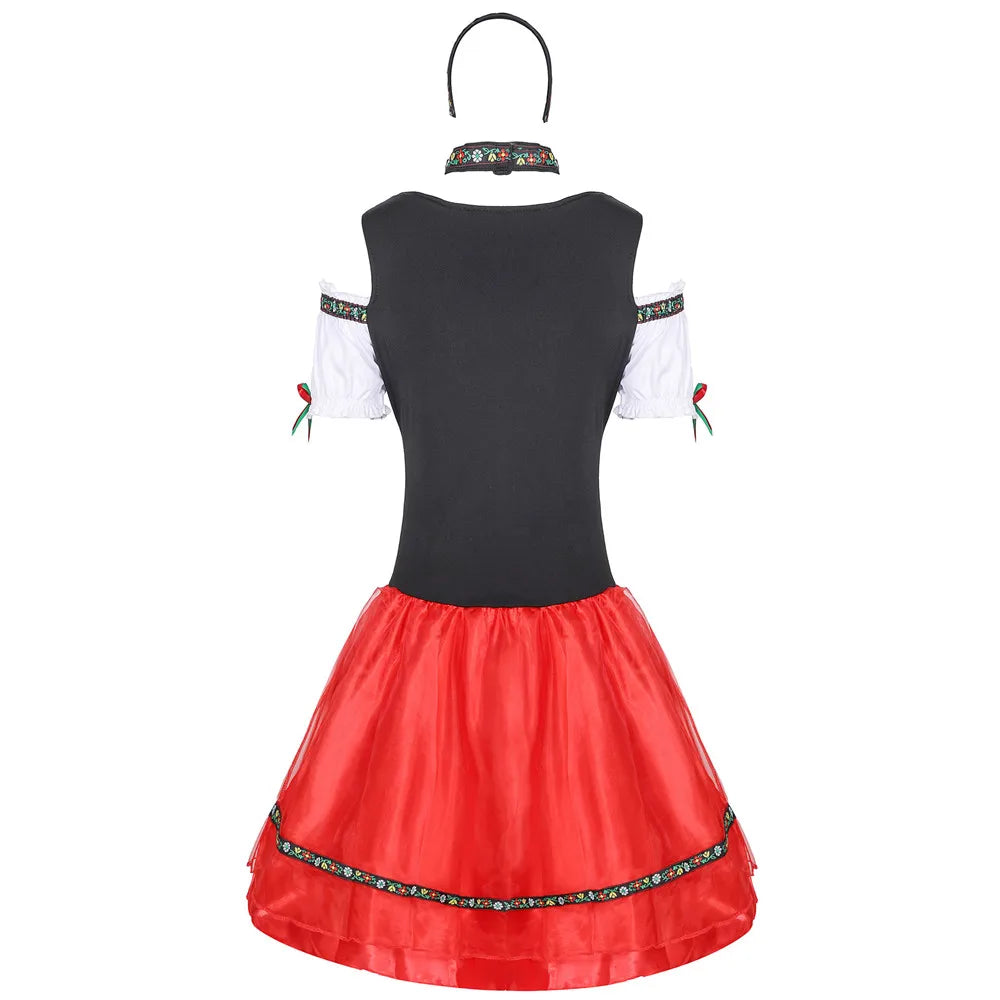 Dam Dirndl Klänning Traditionell Stil Bomull Polyester-5