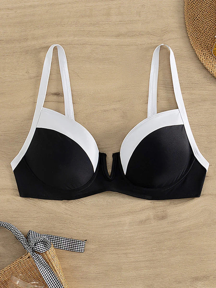 Dam Bikiniset Blockfärg Spandex Polyester Hög Midja-4