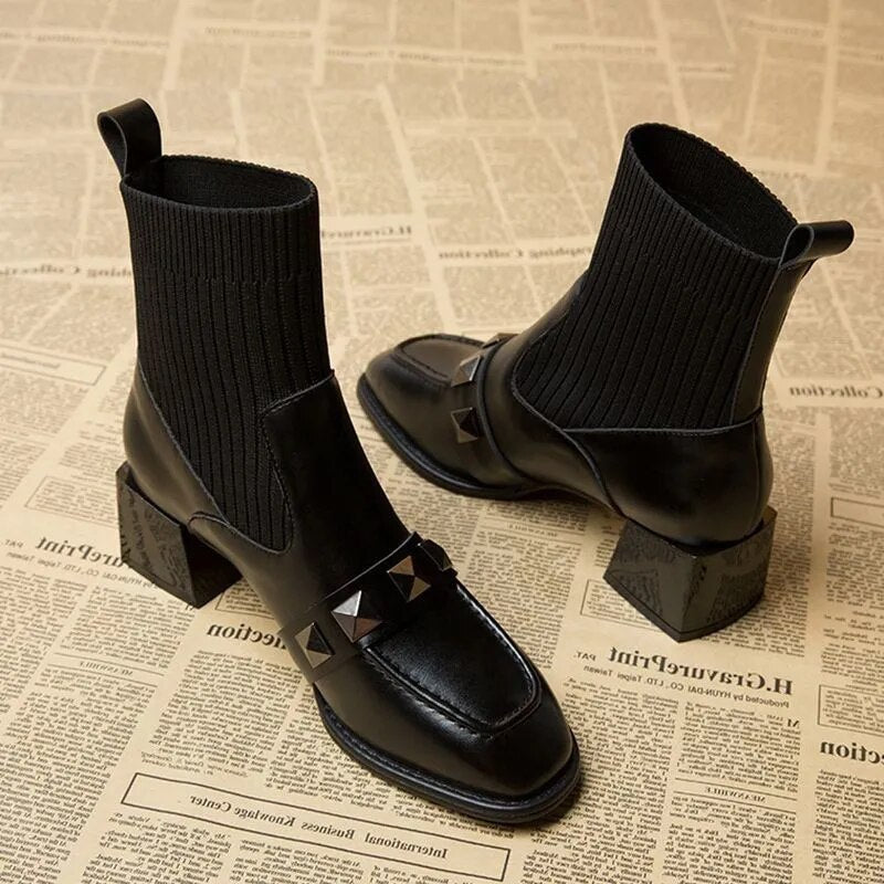 Dam Ankelstövlar Slip-On PU med Gummisula 4