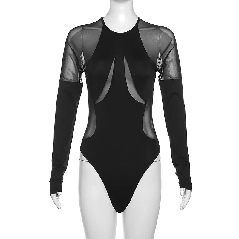 Dam Bodysuit Monokrom Spetsdesign Polyester och Bomull-1