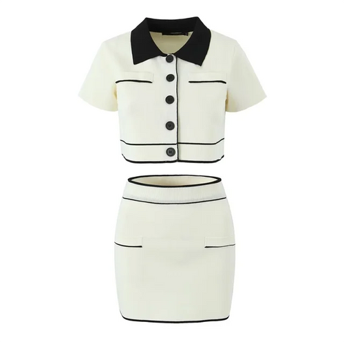 Dam Cardigan och Mini Kjol Lätt Bomull för Sommar-1