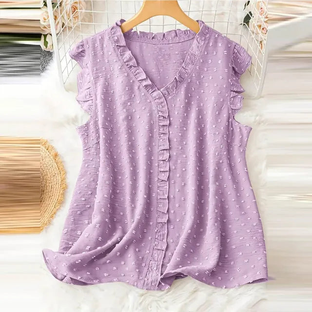 Dam Blus Avslappnad Stil 100% Bomull Elegant Design-4