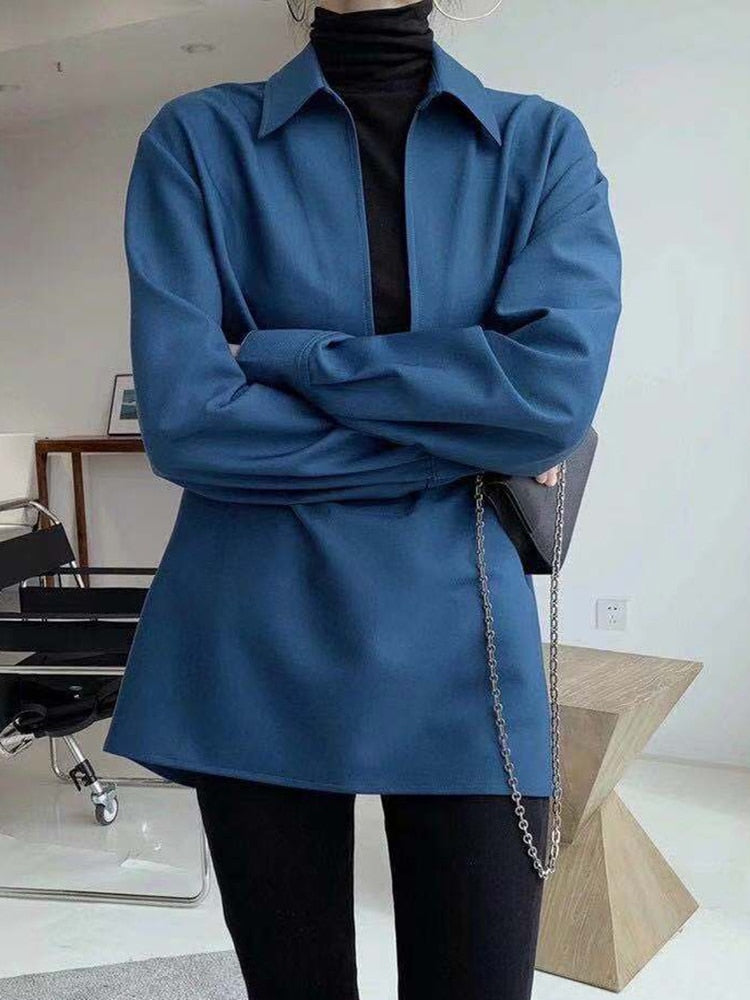 Avslappnad V-Neck Blus för Dam i Vit Polyester med Långa Ärmar – Mångsidig och Bekväm Blus 4