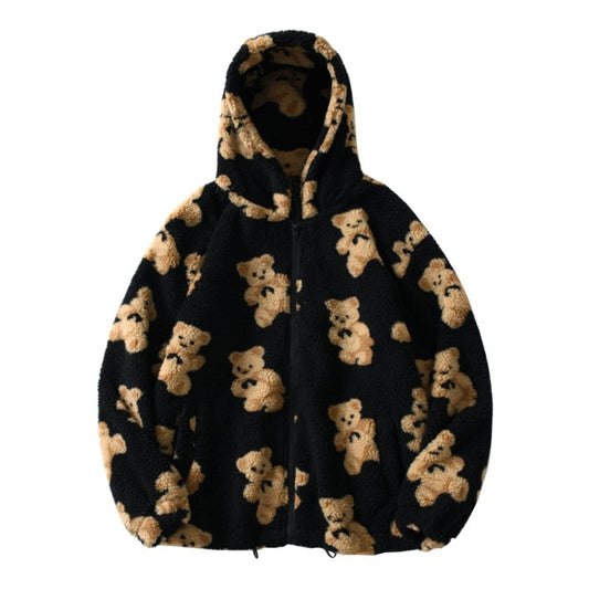 Unisex Hoodie Plysch Nallebjörn Design Mjuk Polyester 1