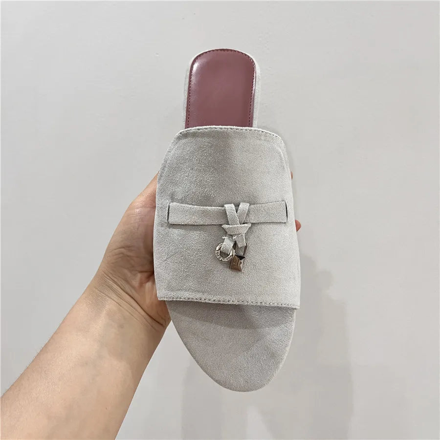 Dam Flat Mules Minimalistisk Syntetiskt Läder 5