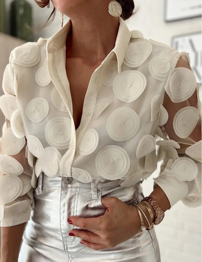 Variant image for Dam Blus Vintage Stil Polyester Stretch-6