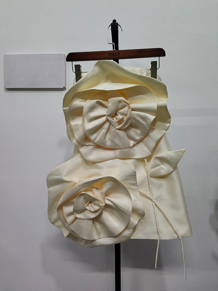 Damklänning Mini Blommönster Ärmlös Bomull Polyester 3