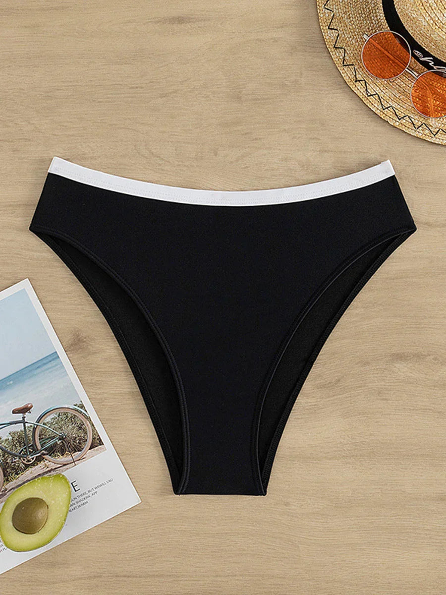 Dam Bikiniset Blockfärg Spandex Polyester Hög Midja-6