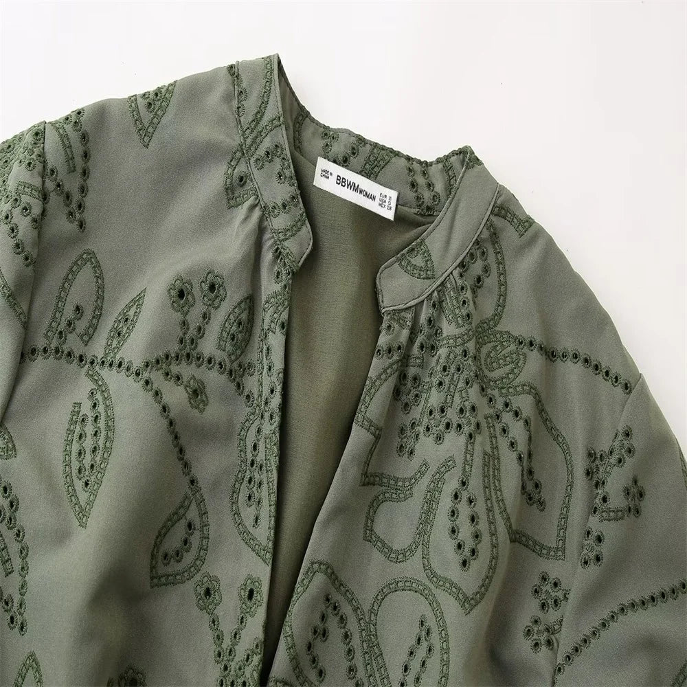 Kvinna Midi Klänning A-Linje Polyester Elegant Casual 3