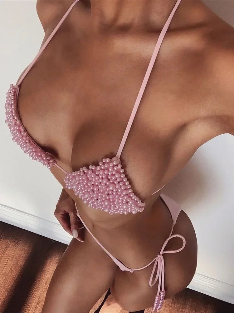 Dam Bikini Set Djup U-ringning Spandex-5