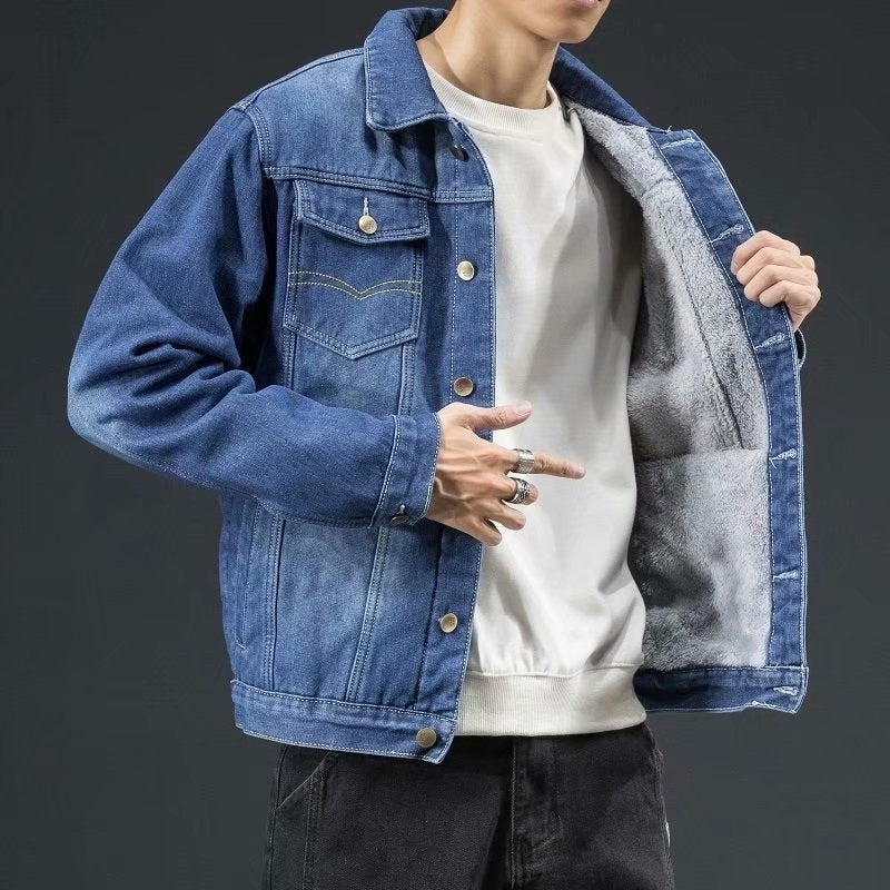 Herrjacka Denim Klassisk Stil Högkvalitativ Material 5