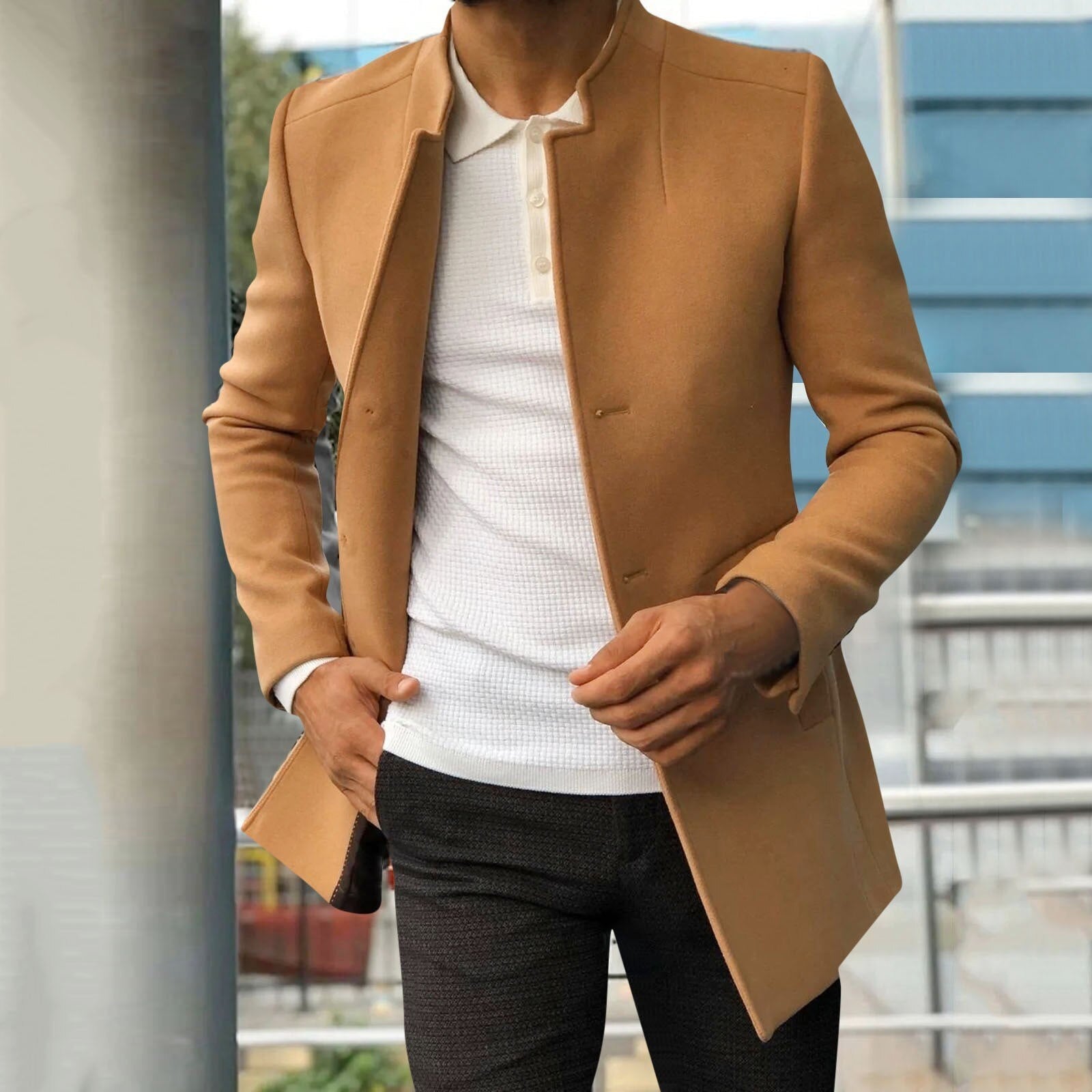 Herr Vinterblazer Modern Stil Kvalitetsmaterial-2