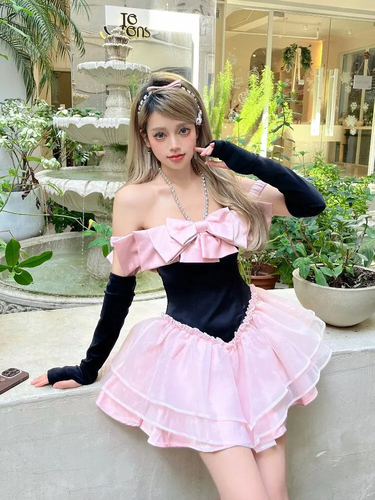 Kvinnors Mini Klänning Axelfri Vintage Bomull Polyester-2