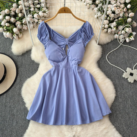 Dam Strandklänning A-linjeformad V-ringad Bomull 1