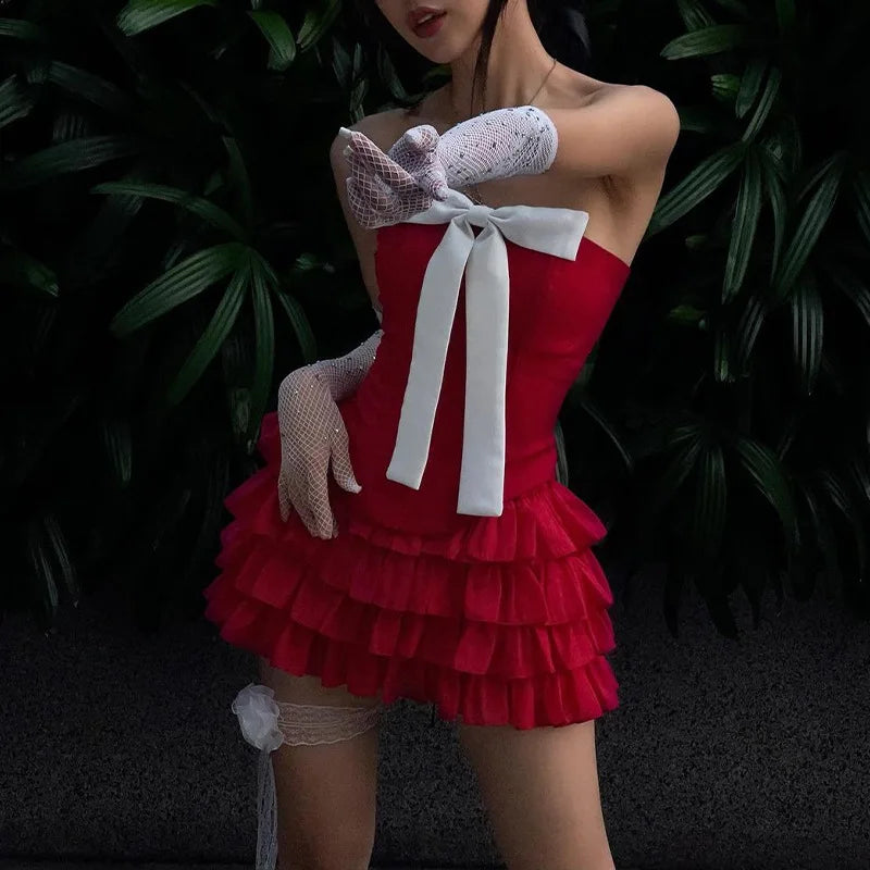 Kvinnors Färgglad Cheer Set i Spandex och Polyester – Mini Längd med Elastisk Midja och Ruffle Detaljer 3