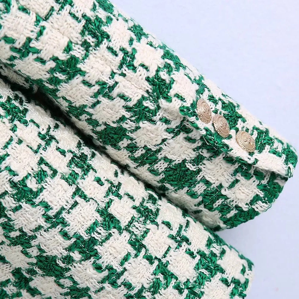 Kvinna Blazer Klassisk Tweed Tidslös Stil-5