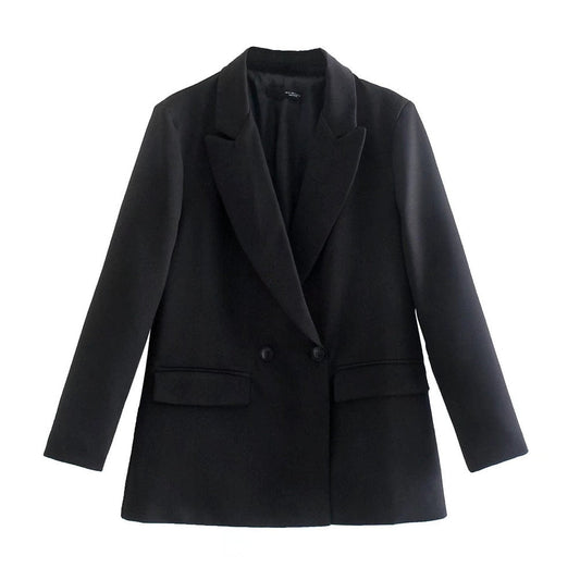 Dam Blazer Dubbla Lager Klassisk Krage Högkvalitativ Polyester-1