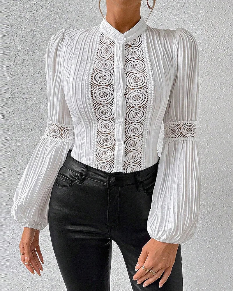 Variant image for Dam Blus Monokrom Långärmad Polyester Elegant-1