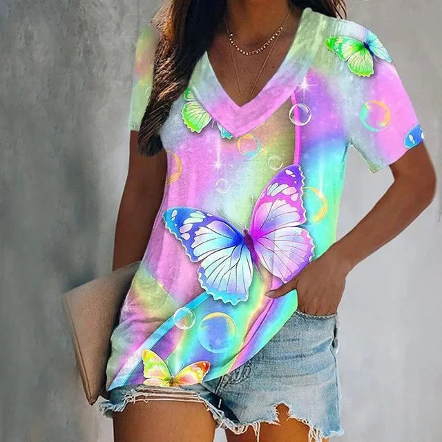 Kvinnors Kort Blus Mjuk Polyester Luftig Design-3