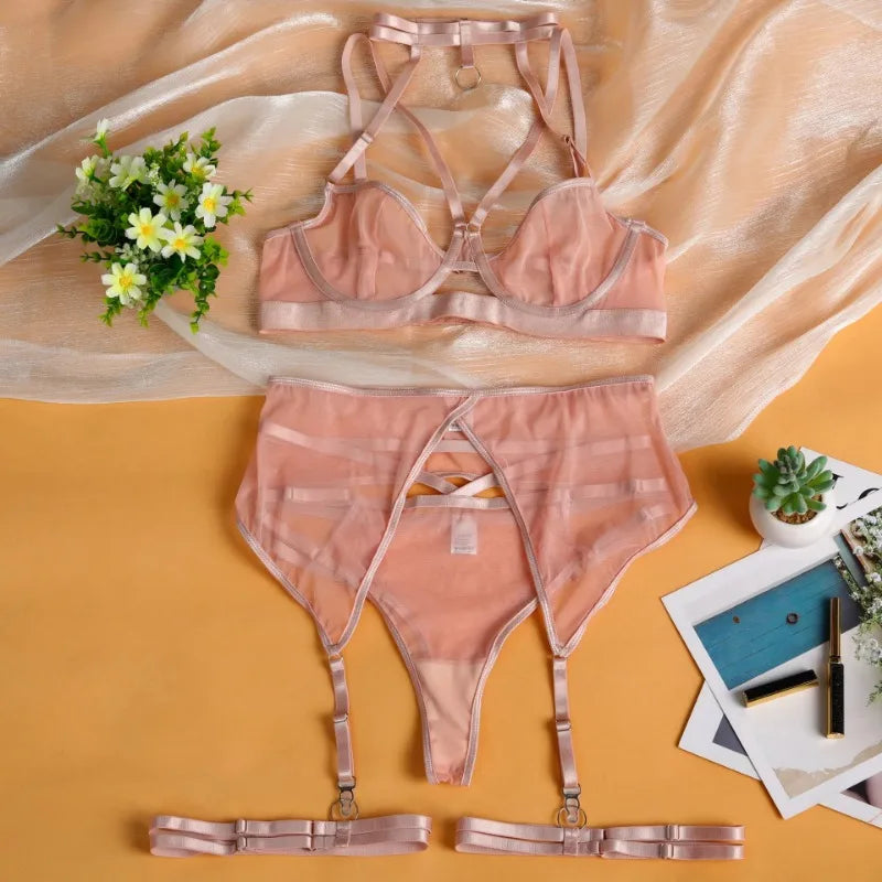 Damunderkläder Set Minimalistisk Polyester Snygga Underkläder Body-1