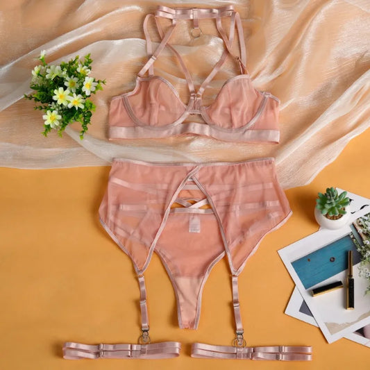 Damunderkläder Set Minimalistisk Polyester Snygga Underkläder Body-1