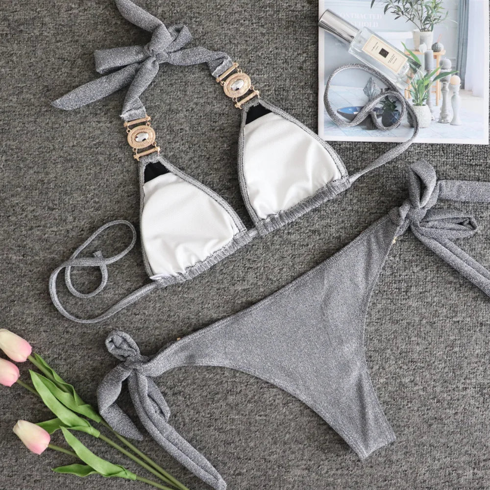 Dam Baddräkt Delbikini Modern Nylon Spandex 3