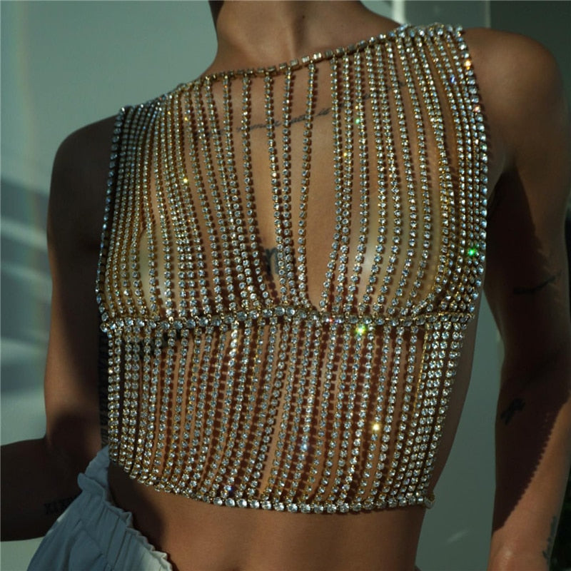 Dam Kroppsmycken Geometrisk Design Högkvalitativ Koppar med Rhinestones-4