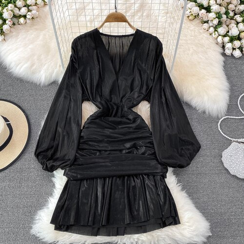 Kvinnors Miniklänning A-linjeformad Lång Ärmar Polyester 8