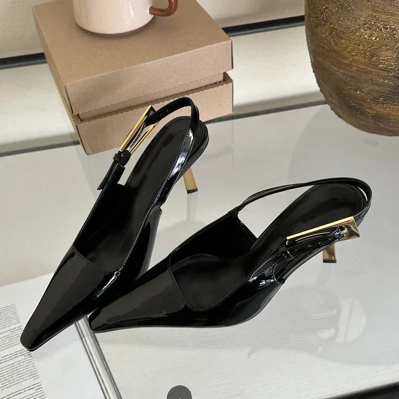 Variant image for Dam Slingbacks Avsmalnande Tå Färgläder Plattformshöjd 0-3 cm-15