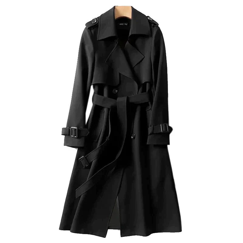 Dam Trenchcoat Kort Klassisk Design Lätt Material-1